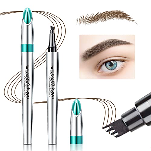 Eyebrow Pencil Eyebrow Microblading Pen - Eyebrow Pen Micro 4 Point Brow Pen Lift & Snatch Eyebrow Eye Makeup Long-Lasting Waterproof & Smudge-proof Natural Eyebrow Hair (Dark Brown)