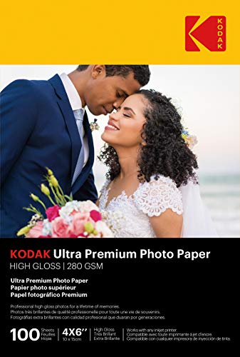 Kodak Ultra Premium Photo Paper, 4 x 6 Inches, High Gloss, 100 Sheets (1833987)