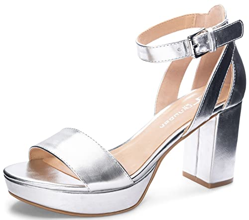 Chinese Laundry Women's Go On Platform Sandal, Silver, 7.5 M US