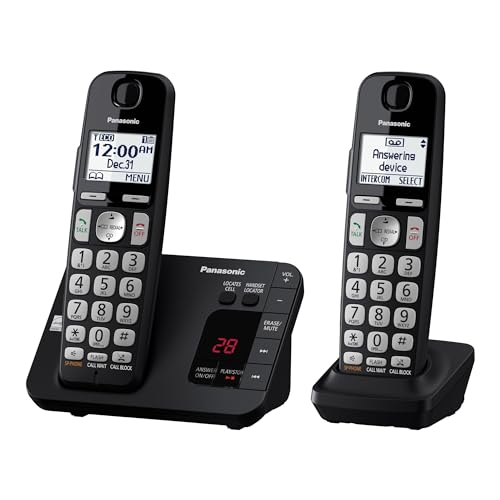Panasonic DECT 6.0 Expandable Cordless Phone System with Answering Machine and Call Blocking - 2 Handsets - KX-TGE432B (Black)