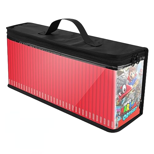 CaSZLUTION Game Disc Storage Bag for Nintendo Switch Games, Portable Carrying Case Holds up to 35 Switch Games, TPU Clear Organizer Case for Switch Game Collectors - Black