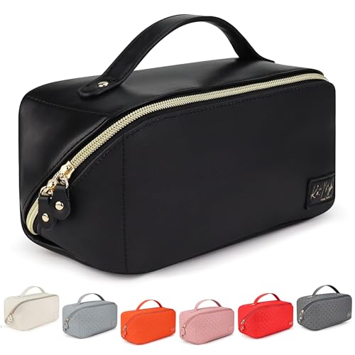 Kat Myhr Large Capacity Travel Cosmetic Bag - Waterproof Travel Makeup Bag Organizer - Cosmetics Organizer Travel Make Up Bag for Women - Cute Makeup Bag for Women - Travel Makeup Organizer Bag