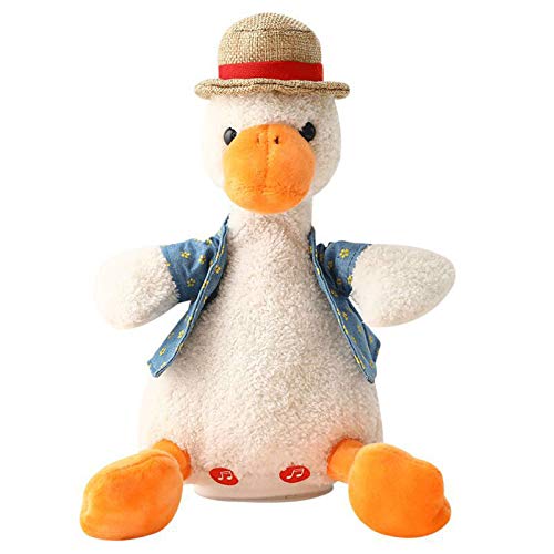 APORAKE Talking Duck Plush Toys,Repeat What You Say Funny Stuffed Toys,Plush Doll Gifts for Kids Babies Early Learning Toy (Yellow White)