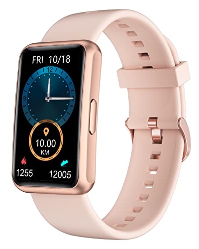 HUAKUA Fitness Tracker No Bluetooth No APP No Phone Needed, Fitness Watch for Men Women Parents Kids IP68 Waterproof with Full Touch Screen Steps Calories Counter Sleep Tracker Alarm Clocks (Pink)