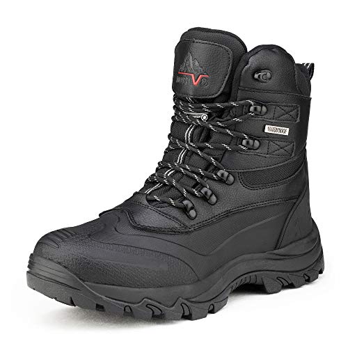 NORTIV 8 Men's Insulated Waterproof Construction Rubber Sole Winter Snow Boots 2160443 Black Size 11 M