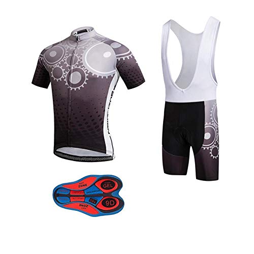 Men's Quick-Dry Cycling Jersey Set Road Bike Bicycle Shirt + Bib Shorts with 9D Gel Padded MTB Riding Clothing kit