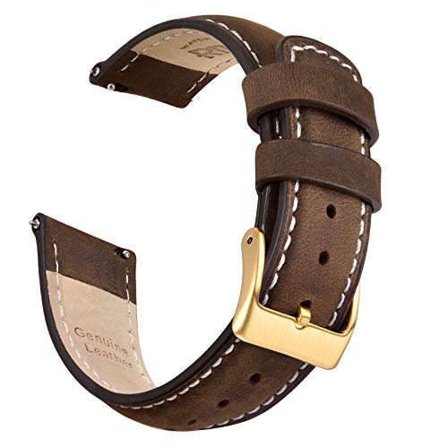 Ritche Genuine 18mm Leather Watch Band Classic Vintage Quick Release Watch Bands for Men Women Compatible with Fossil Gen 4 Venture HR / Timex Expedition Metal Field 39mm / Huawei Watch / Garmin Vivoactive (3S/4S) Watch Strap