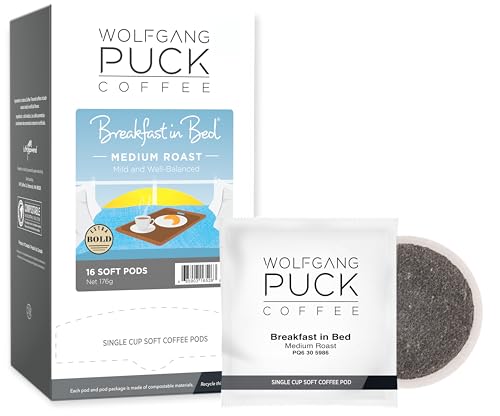 Wolfgang Puck Coffee, Breakfast in Bed, 12 Gram Soft Pods, 16 count (Pack of 3)