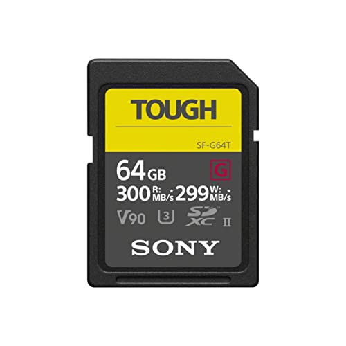Sony TOUGH-G series SDXC UHS-II Card 64GB, V90, CL10, U3, Max R300MB/S, W299MB/S (SF-G64T/T1), Black