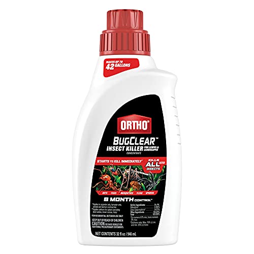Ortho BugClear Insect Killer for Lawns and Landscapes Concentrate, Kills Ants, Ticks, Mosquitoes, Fleas and Spiders in Your Yard, Starts Killing Within Minutes, Odor Free, 32 oz.