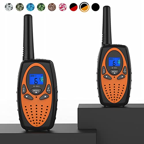 Two Way Radios for Adults, Topsung M880 FRS Walkie Talkie Long Range with VOX Belt Clip/Hands free Walki Talki with Noise Cancelling for Women Kids Camping Hiking Cruise Ship (orange 2 in 1)