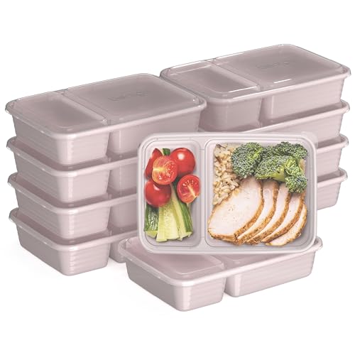 Bentgo 20-Piece Lightweight, Durable, Reusable BPA-Free 2-Compartment Containers - Microwave, Freezer, Dishwasher Safe - Blush Pink