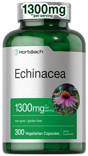Echinacea Extract Capsules 1300mg | 300 Count | Vegan, Non-GMO, Gluten Free Supplement | by Horbaach