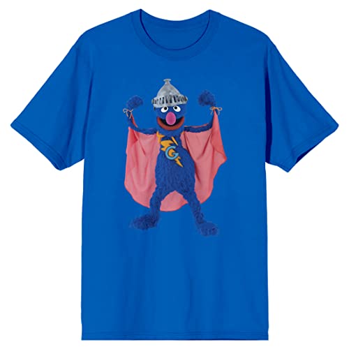 Sesame Street Super Grover Men's Waterprint Blue T-Shirt-XL