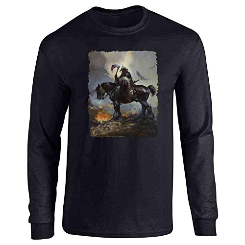 Pop Threads Death Dealer by Frank Frazetta Art Horror Long Sleeve Tee T-Shirt Black M