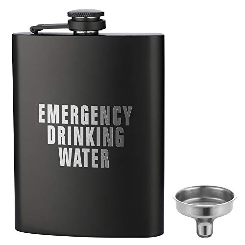 EMERGENCY DRINKING WATER, JXS 8oz 18/8#304 Stainless Steel Hip Flask for Liquor , Leakproof with Funnel Gift Package