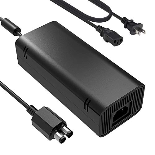 uowlbear Xbox 360 Slim Power Supply, AC Adapter Power Brick with Power Cord for Xbox 360 Slim Console 100-240V Auto Voltage Low Noise Version -Built in Silent Fan
