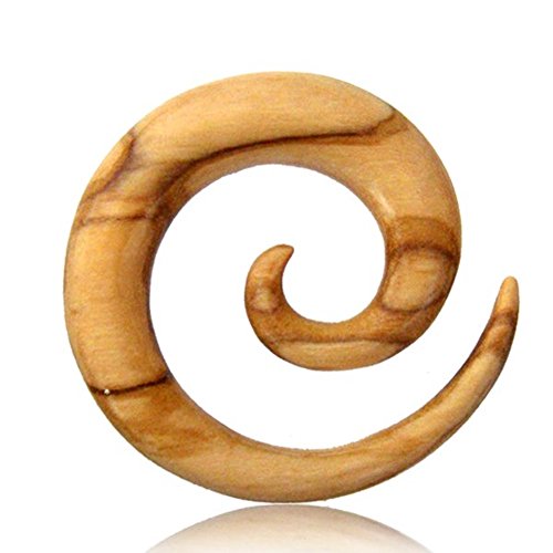 Earth Accessories Premium Wood Taper Gauges | Handmade Spiral Stretchers for Men and Women | Eco-Friendly and Ethical, Olive - 10mm - 00g - 3/8 inch