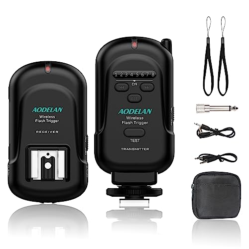 AODELAN Wireless Flash Trigger Transmitter and Receiver 2.4 GHz Frequency for Canon, Nikon, Olympus, Panasonic, Pentax, Fuji, Samsung,Sony(Except Sony Flashes)
