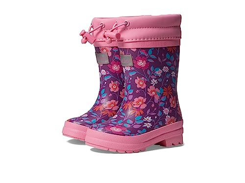 Hatley Girl's Wild Flowers Sherpa Lined Rain Boots (Toddler/Little Kid/Big Kid) Purple 12 Little Kid M