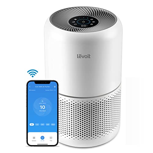 LEVOIT Air Purifiers for Home Bedroom, Smart WiFi, Auto Mode, Covers Up to 1095 Ft² for Home Large Room, Quiet Cleaner for Pets, Allergies, Dust, Smoke, White Noise, Core 300S / Core300S-P, White