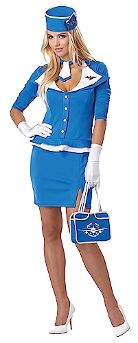 California Costumes Retro Stewardess Costume Medium Blue