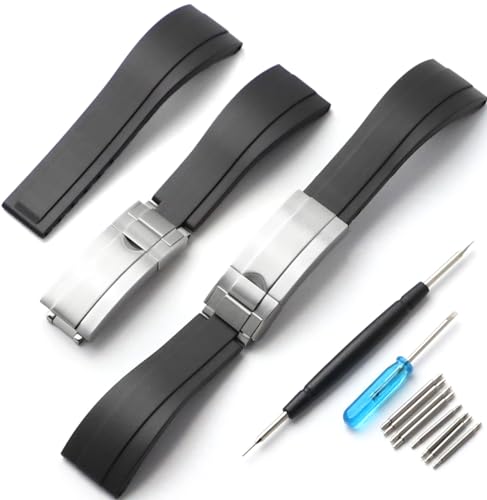21mm Rubber Watch Band for Rolex Submariner 41, Yacht-Master 42,Sky Dweller 42,Oyster Perpetual 41,Explorer II 42,Day-Date II 41,Datejust II 41,Omega Seamaster Planet Ocean 43.5,IWC Big Pilot's Watch 43,Longines master 42,Longines Spirit 40,Watch Strap