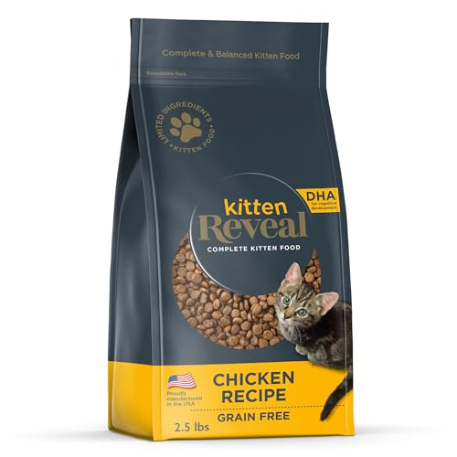 Reveal Natural Dry Kitten Food, Grain and Potato Free, with Added DHA, Vitamins & Minerals, Foor for Kittens, Chicken Recipe 4 x 2.5 lb Bags