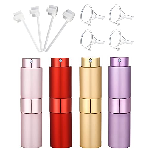 TIGERMILLION Perfume Travel Refillable, Travel Perfume Atomizer Refillable Pack of 4pcs, 8ml Travel Perfume Bottle Refillable, Atomizer Sprayer for Perfume Portable, Cologne Refillable Spray Bottle