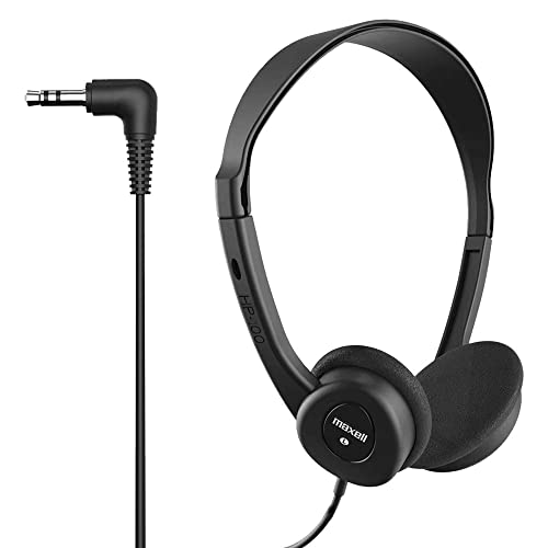 Maxell - 190319 Stereo Headphones - 3.5mm Cord with 6-Foot Length - Soft Padded Ear Cushions, Adjustable Headband for Comfort - Sleek, Lightweight, Wired for Reliable Connection – Black