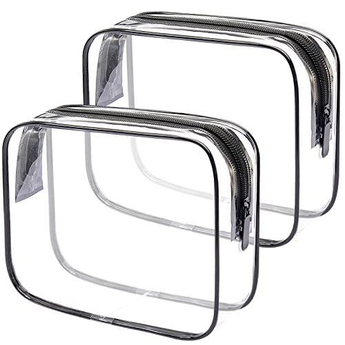Lermende 2pcs Clear Toiletry Bag for Traveling, TSA Approved Travel Toiletry Bag, Carry On Airport Airline Compliant Bag Quart Sized Clear Makeup Bags for Travel.