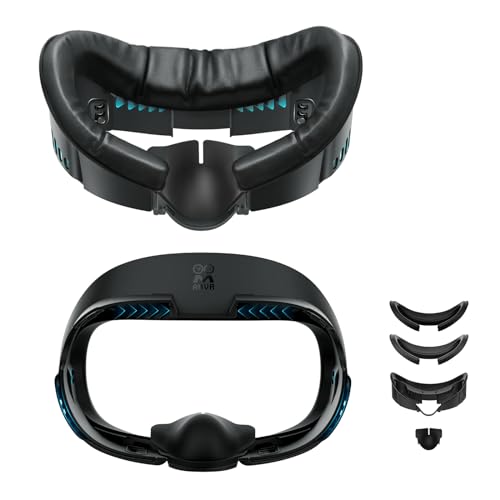 AMVR Face Cover Pad Facial Interface Compatible with Meta/Oculus Quest 3 Accessories, with Soft PU Face Cushion Pad Replacement for Quest 3 and Breathable Ice Silk Cotton, Air-Circulation Design