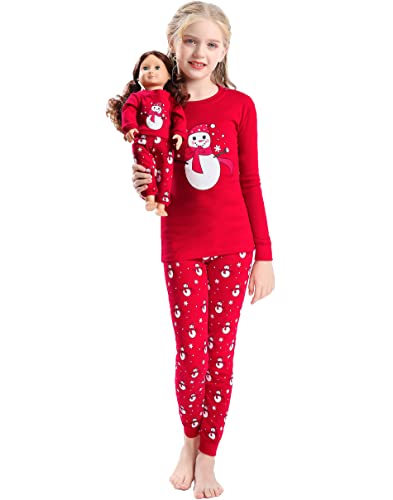 Babyroom Girls Matching Doll&toddler 4 Piece Cotton Pajamas Toddler Christmas Sleepwear size 10 Red