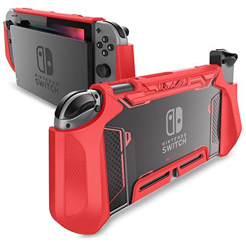 Dockable Case for Nintendo Switch, Mumba [Blade Series] TPU Grip Protective Cover Case Compatible with Nintendo Switch Console and Joy-Con Controller (Red)