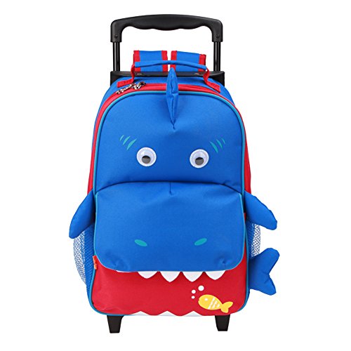 yodo Zoo 3-Way Kids Suitcase Luggage or Toddler Rolling Backpack with wheels, Small Shark