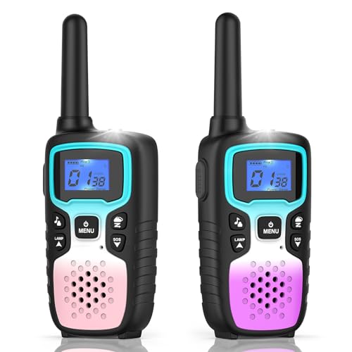 Wishouse Walkie Talkies for Kids Adults Long Range,Birthday Gift for 4-12 Year Old Girls Boys,Camping Gear Toys with Flashlight,SOS Siren,NOAA,VOX,22 Channels,Easy to Use,2 Pack No Battery No Charger