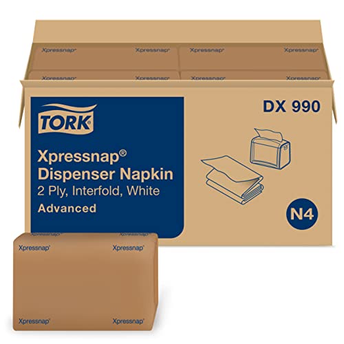 Tork Xpressnap White Dispenser Napkin N4, Recycled 2-ply, 8.5' x 6.5', 12 x 400 napkins, DX990