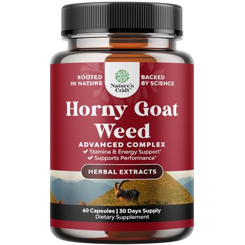 Horny Goat Weed Extract Complex - Invigorating Blend with Tribulus Saw Palmetto L Arginine and Tongkat Ali Extract and Maca Root for Men and Women for Enhanced Energy and Stamina - 30 Servings