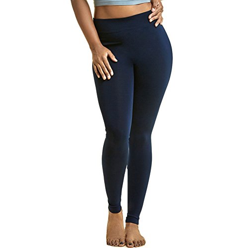 Sofra Women's Plus Sized Full Length Leggings-Navy Blue