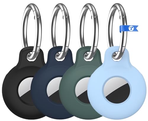 VAGAWEI AirTag Holder Keychain Compatible with Apple AirTag, 4 Pack AirTag Case GPS Item Finders Tracker, Multi-Color Protective Silicone AirTag Accessories