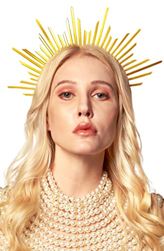 Zivyes Halo Crown Sunburst Spike Crown Headpiece Mary Headband Women's Halloween Costume