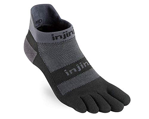 Injinji 2.0 Men's Run Midweight No Show Toesocks, Black/Gray, Medium