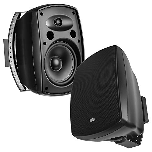 OSD 8' Outdoor Patio Speaker Pair 200W, Full Motion Bracket, Weatherproof IP54 Rated, Aluminum Grilles, Black AP850