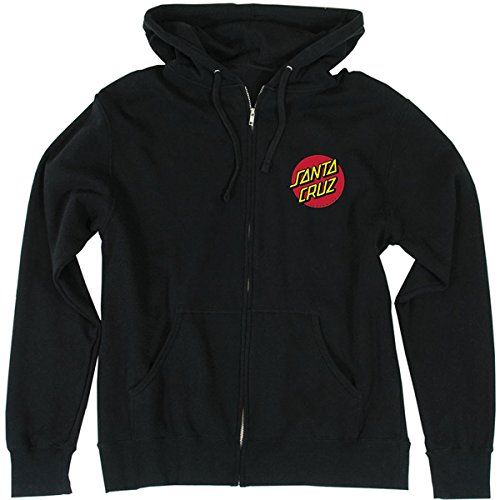 SANTA CRUZ Men's Zip Up Hooded Sweatshirt Classic Dot Skate Zip Up Sweatshirt - Black, Size: X-Large