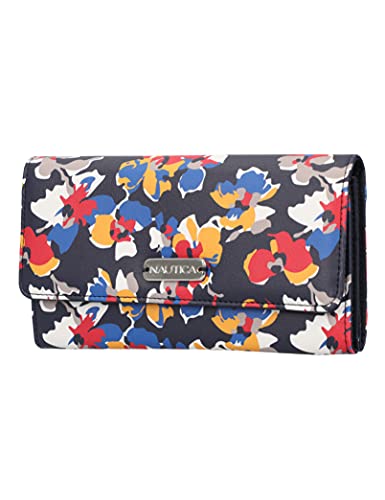Nautica Money Manager RFID Women’s Wallet Clutch Organizer (Floating Floral Indigo)
