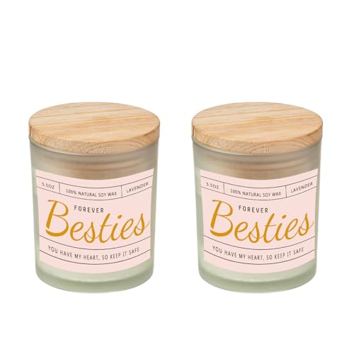 TEAMAS Bestie Gifts for Women,Best Friend Candles Gifts for Women,2 Pack Lavender Scented Candle Gifts for Friendship,BFF Girlfriend,Birthday