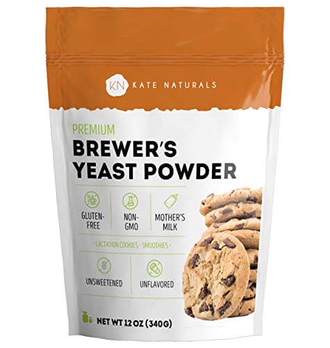 Brewers Yeast Powder for Lactation to Boost Mother's Milk - Kate Naturals. Brewer's Yeast Powder for Lactation Cookies. Gluten Free & Non-GMO Lactation Supplement. Edible for Dogs & Ducks (12oz)