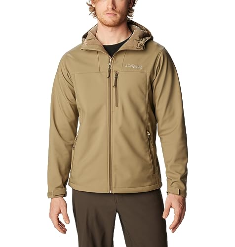 Columbia Men's PHG Ascender Softshell Hooded Jacket, Flax/Realtree Edge, Medium
