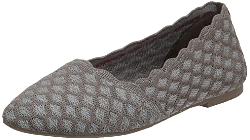 Skechers womens Cleo ¿ Honeycomb Ballet Flat, Dark Taupe, 8 US