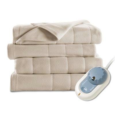 Sunbeam Royal Ultra Fleece Heated Electric Blanket Twin Size, 84' x 62', 12 Heat Settings, 12-Hour Selectable Auto Shut-Off, Fast Heating, Machine Washable, Warm and Cozy, Mushroom